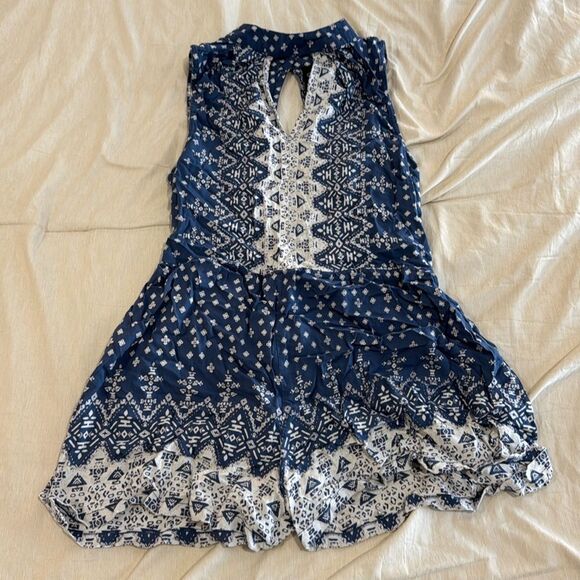 Angie Tribal Print Sleeveless Romper – Blue, Size S - Picture 1 of 2